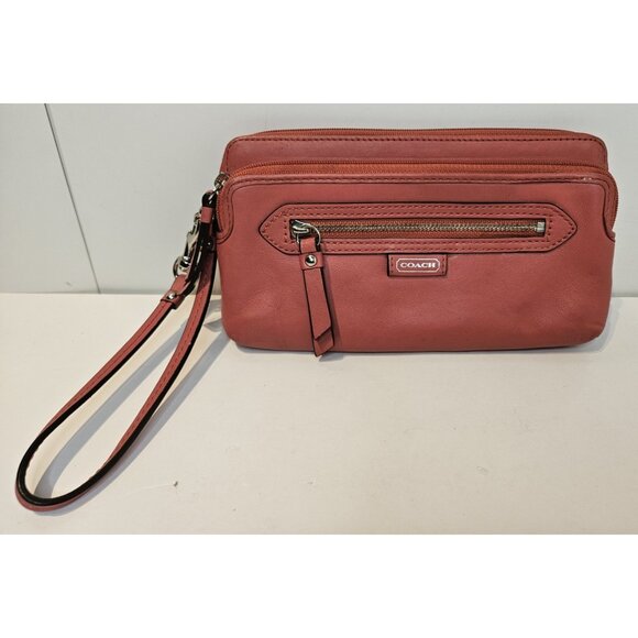 Coach Pink 8 inch Wristlet Wallet | 3 Zipper Compartments - Picture 1 of 14